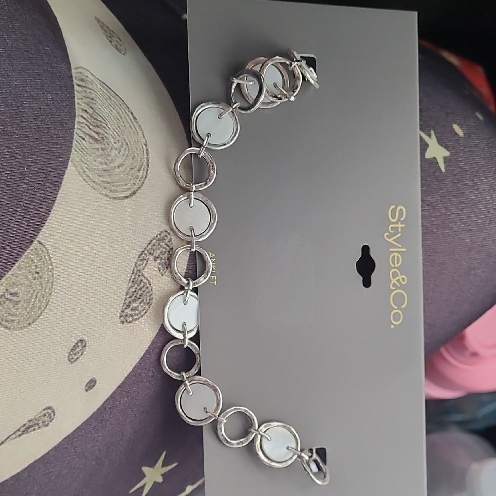 Style & Co. Silver Circle Link Anklet